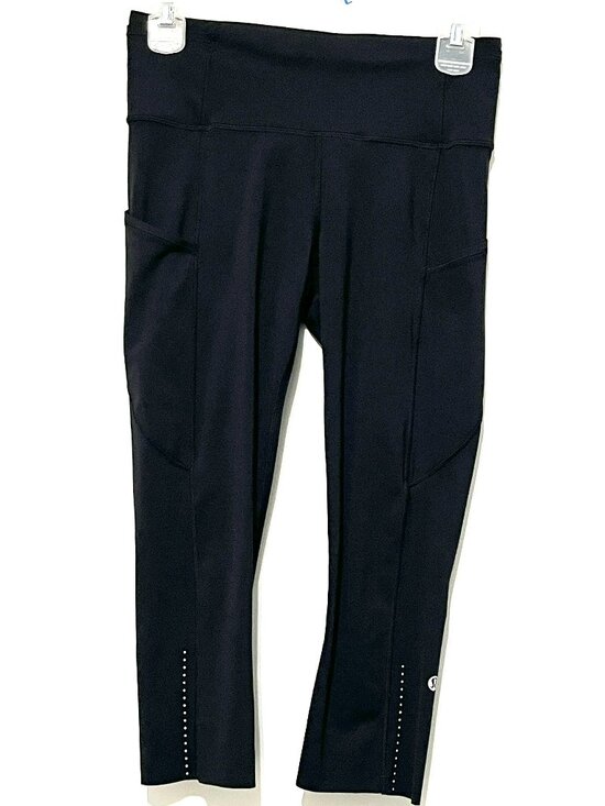 lululemon athletica Pants - Lululemon Womens Fast Free Crop 19" Leggings LW6AS5S Black 6 Nulux Fitness Gym